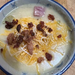 Good. I cooked mine with onions and celery, then I added ham chunks. Topped it with shredded cheese and bacon bits. This is a hearty meal!