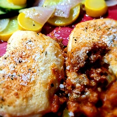 Hubby loved it! Didn't add veggies to the casserole but sauteed onion and zucchini for the side. Besides that I followed the recipe until I tasted the meat, kinda bland so I added Italian seasoning and garlic.