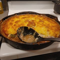 I used more red wine than needed so it was more saucy. Delicious flavors but i did season my meat before adding to broth. Had great flavors. Made alot of leftoversand i cooked for 3.