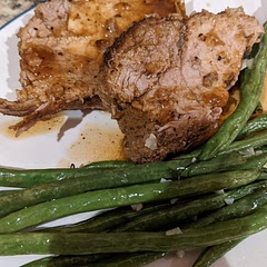 This is a tasty dish.  Definitely makes leftovers when cooking for two people.  Lots of flavour and moist.  The most challenging part is determining cook time if you have a thick cut of meat.  Definitely making again.
