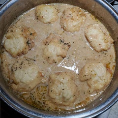 This was very tasty  I used the chicken breast and thighs from a 4-5 pound chicken and dried herbs. Used apple cider vinegar in lieu of wine and it tasted like wine!