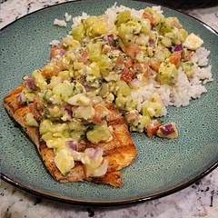 My salmon came out a bit bland, but the Greek salsa is a winner and I loved the flavor.