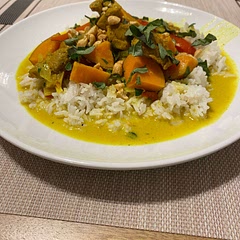 Sweet potatoes did not cook within the 30 minutes on simmer - need to chop much smaller and use soup pot.