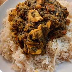 Made it for the first time and it turned out great! Swaped the tofu with chicken. Served with beautiful fraguent saffron basmati. I over did it with the spices a bit because I was only making two portions, but all in all it was delicious.