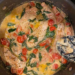Used Romano cheese instead of Parmesan and whole milk instead of heavy cream - also subbed chicken tenders instead of breasts