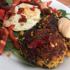 Really nice flavours and quick to make! I used cumin seeds instead of ground and oat milk to make the consistency easier to form into patties. Served with hummus, chilli jam, spinach, paprika and an egg.