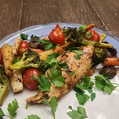 I changed the marinade to a spicy balsamic and a bit of good quality evoo and staggered adding my vegetables as I like them cooked.  This was a great starting point for a tasty dish