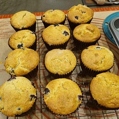 I used SR Flour rather than Plain as per the tips - also used 1 teaspoon of baking powder.  I sprinkled the top with sugar before baking.  Son said they were gorgeous.
