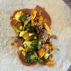 So good!! Instead of chickpeas and sweet potatoe, I made chicken breast and quinoa. My pickiest eater LOVED this and we were able to freeze the extra burritos. Definitely adding to the rotation.