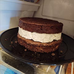Warmed up some of the fudge and soaked it into the cake. Super rich!
