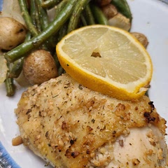 It was a solid meal with solid flavors that played well together. I opted for a roasted garlic rosemary spice mix instead of rosemary.  You can also cut the amount of oil overall needed down to 1-1.5 tbsp.