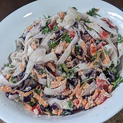 Tasty! Used honey as no maple syrup, and did use more noodles than suggested for 2 portions. Delicate flavour and crunchy veg provides a good contrast to the noodles. Nice light, fresh lunch. Will def have again.