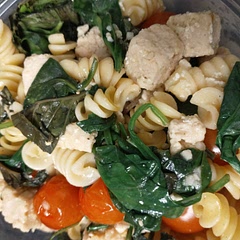 I made this with fake chicken instead of shrimp.  Very easy recipe and the flavor was good! I didn't see the comment in the original recipe about it not being good for leftovers, though. I'll be curious what it tastes like for lunch tomorrow. I have the feeling it will be fine