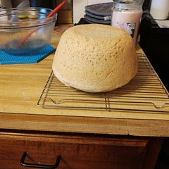 I made a few "bad planning skills" mistakes. I only had salted butter so skipped the salt (oops) and used a little too much water. The texture is great, but it came out a little difficult to spread butter on and a little bland.