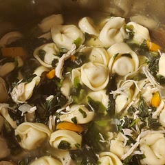 My family like their soup chunkier. I also added frozen Kale. Made in the instant pot. Cooked the chicken first, shredded , then added other ingredients for 10 mins. Added the tortellini after for 2 mins.