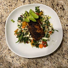 I was out of oregano so I substituted with basil.  I cooked in an iron skillet.   The Cajun was a little too much for my husband, but great for me!