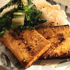 Trust the process. My first time making bok choy and I was skeptical that the veggie only needed 2-3 minutes in the boiling water before being ready to eat, but!!! I think it came out perfectly. I'm confused there's like nothing on this how does it taste this good? My only note is don't pour all of the sauce onto the tofu in the skillet! Also, basically turn of the stove and remove pan from the hot eye when you add a lil tiny bit of the sauce. Like maybe half of the sauce. The sauce burned a bit for me is all.