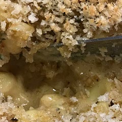 Made this using coconut cream rather than milk and panko crumbs with vegan butter on top.

Heated leftovers on parchment paper in air fryer for an over the top texture and taste!