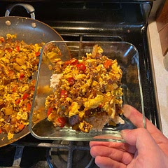 Absolutely delicious. Added scrambled eggs with velveeta cheese then put that over a bed of rice.