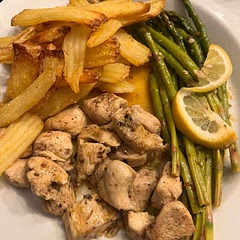 Added fries. Used too much water for the chicken broth, but tasted delicious.