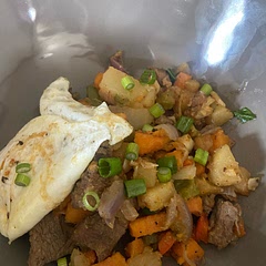 I added wet potatoes and garnished it with scallions! Amazing!!
