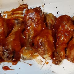 My dinner/supper tonight, I'm using my mom's homemade barbecue sauce instead of bottled, but the recipe calls for bottled, so use your favorite ☺