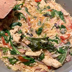 I did a version where I cooked this on my stove because my oven doesn’t seem to heat up well. This was really tasty! Adding Parmesan cheese was really nice too.