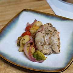 Turned out pretty good. The veggies are delicious and flavorful but I wish it did the same for the chicken. Just have to season the chicken more next time.