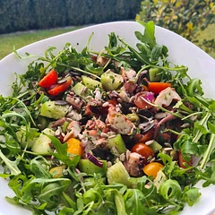 Excellent! Just added some arugula salad and some sunflower - pumpkin seeds!