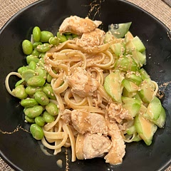 We cooked the chicken with some of the sauce and left the sriracha out for each person to determine how much spice. The fresh, cold cucumbers were a nice contrast with the other soft hot food.