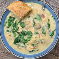So easy! Immersion blender made it even easier. I mixed up the spices a bit for more of a kick because we really like flavor here and added extra spinach, but that cauliflower cream base was the star. Great idea.