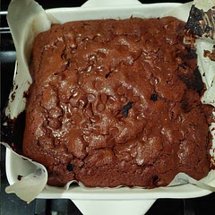 I should have put the brownies on a plate taken a better picture I only have 8×8 dish the brownies little thin I doubled the recipe in same 8×8 dish for thicker brownies and threw in some chocolate chips and I loved them