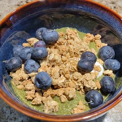 I wish there was a middle option between the thumbs up and thumbs down. This one wasn't bad, but wasn't for us. It was mostly a texture thing. As far as looks go, it turned out just like the photo using vanilla almond milk instead of the oat milk and the sweetness was good. I had to pile on more yogurt, granola and fruit to mask the texture issue. I would say it makes more like 3 servings.
