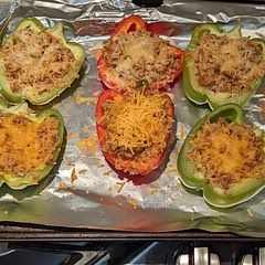 Used brown rice and ground chicken, and added some additional seasoning