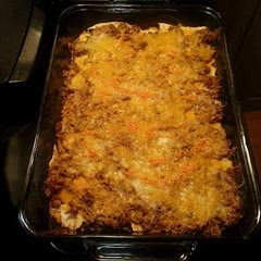 It doesn't matter if your final layer is meat or tortillas, top with cheese =Perfection!