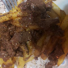 I used less meat (10 oz) and less maggi (1 tsp) to account for frozen fries being already full of salt..I will try 1/2 tsp next time since you can always add extra Maggi after the cooking process to taste..it is like salt seasoning
