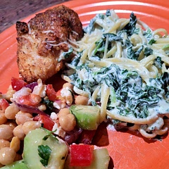 Followed recipe exactly. Did need to add some pasta water towards the end so make sure you save some. Served with air fryer chicken thighs and mediterranean chick  pea salad