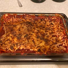 Made it in a casserole dish as I don’t have a cast iron. Sauce was easy to make but next time I would put more garlic in it.