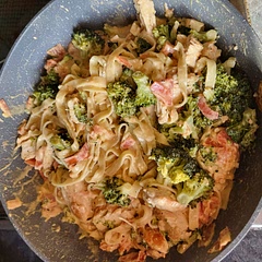1st time making this it is delicious.  thumbs  up from family. I would add more cajun spice next time. I added brocoli to it.  Would recommend