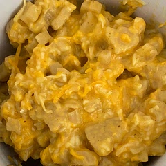 Let the cheese fully melt before adding the pasta