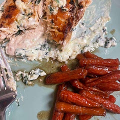 Made this with a side of glazed carrots. Added some onion powder, & garlic powder to the cream cheese mixture along with the original recipes ingredients! Soooo good!