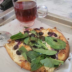 The balsamic vinegar makes this pizza to the next level, you must try to put in 325 degrees in the oven. Take it out when blueberries burst in