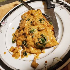 I added mushrooms to it.  I forgot to make a side. Dunno if it even needs it.  The chicken breasts around here are so THICC  that even vut in half they took forever to cook to a safe temp.  Turned out absolutely delicious. So creamy!