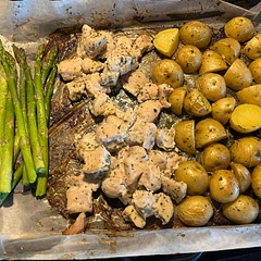 This was easy and just ok. My hubby said I over did the asparagus. I may just cook that part a different way. I don’t eat them just my hubby. But probably won’t make this again.