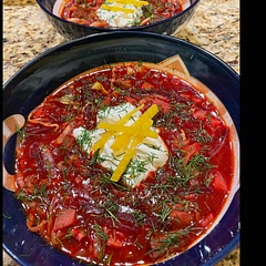 Sadd Papi inspired me to make this recipe in solidarity with Ukraine during this time of war; there’s a literal war on. WTF. Cooking is my passion and my talent so I figured it’s what I have to give. This recipe was especially important to me because I initially learned how to make borscht while living in a very in a hostile household with several Russians. It was a weird time in my very early 20s. Making this traditional Ukrainian recipe felt like I was correcting something that’s long been wrong inside of me. Thanks, Sadd Papi, for being hot and tattooed and interesting…also your partner, her as well.