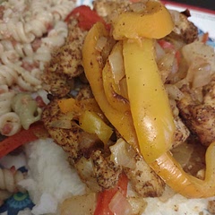 Put on a bed of rice, and was very filling! Definitely will be making again! Has a bit of a spice but is very flavorful.