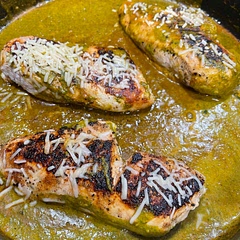 I blended the sauce because I have picky eaters. I didn’t love this dish. Maybe the char on the chicken ? Not really sure.