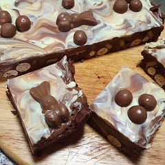 Classic chocolate biscuits cake but this is a bit too sweet for me. Needs more dark chocolate to balance it out and I'm tempted to put in some raisens too.