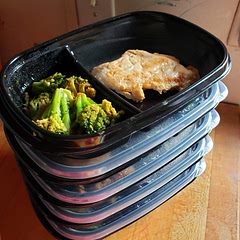I skipped the oven altogether and just pan-grilled the chicken and then sauteed the broccoli in the same pan with the drippings. I'll be using single serve microwave rice when ready to eat. Suggest a squeeze of fresh lemon or lime when serving the chicken! 🍋