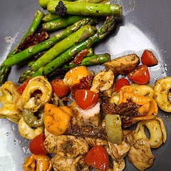 Used the oil from the tomatoes to cook the chicken and asparagus. Turned our delicious!